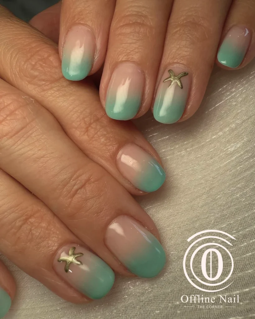 Seafoam green ombre manicure
